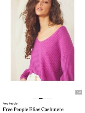 Free People Off-the-Shoulder V-Neck Sweater in Magenta